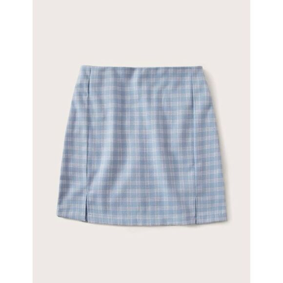 Plaid Print Slit Hem High Waist Mini Skirt, Size XS - Picture 4 of 16